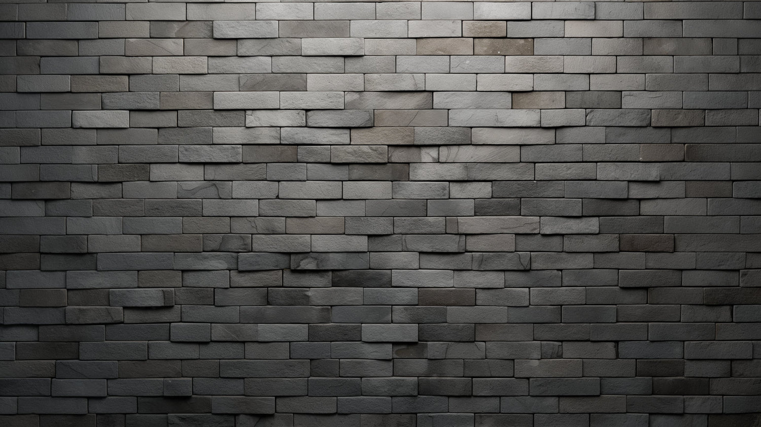Grey brick effect wallpaper creating depth in modern office space