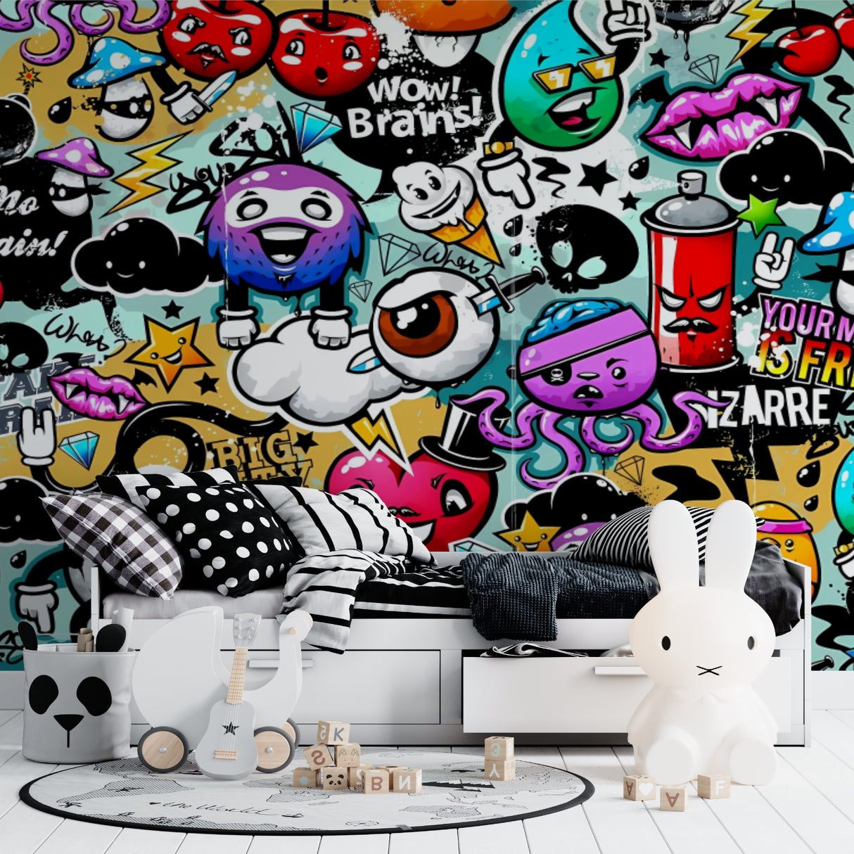 Graffiti wall mural bringing urban style to creative office space