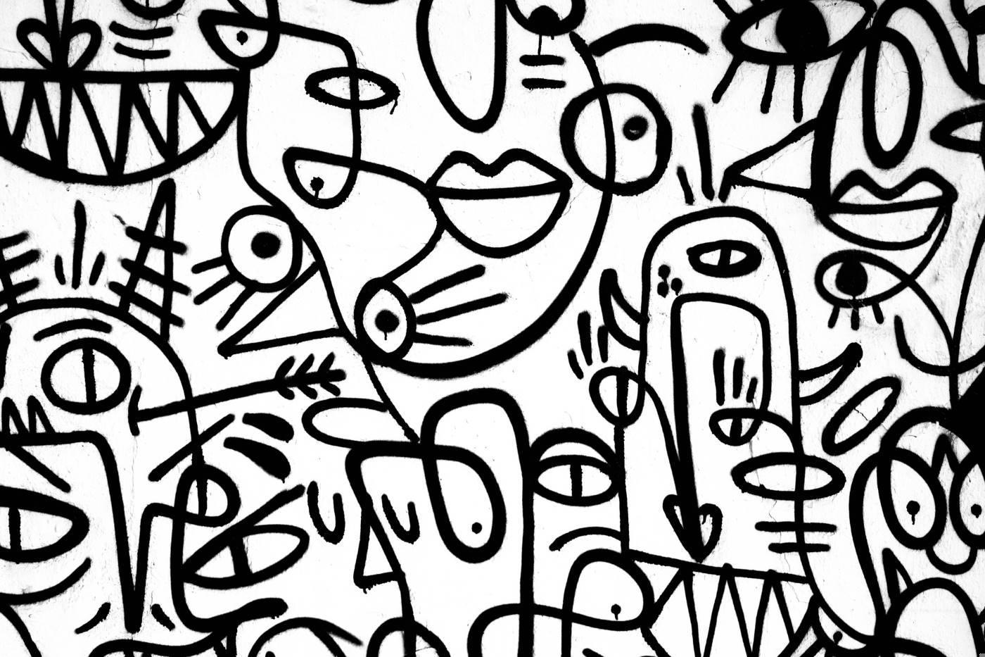 Street Art Wallpaper design file showing detailed black and white graffiti pattern