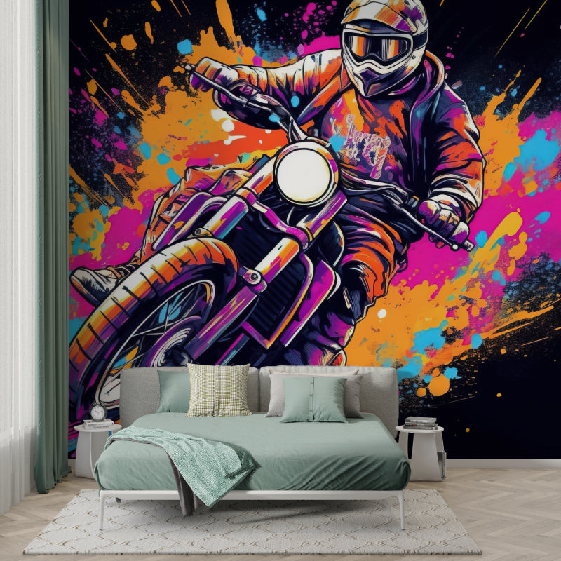 Urban street art wallpaper transforming home office space