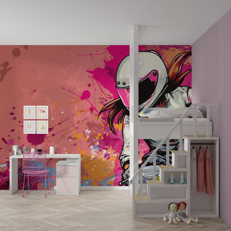 Urban style motorcycle mural wallpaper brightening up living room