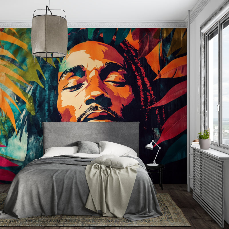 Tropical portrait mural adding character to boutique retail space
