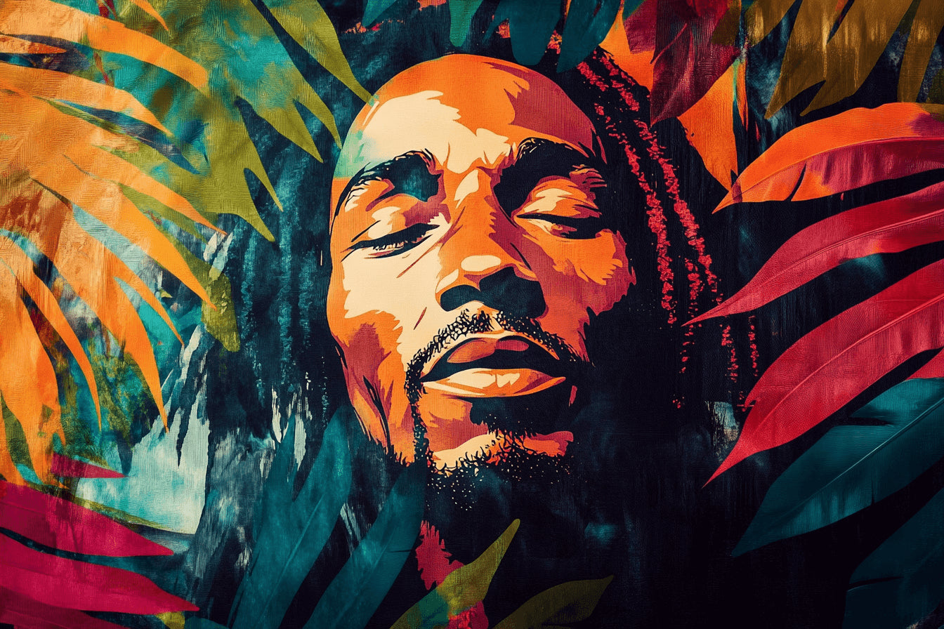 Street art portrait design file with tropical elements and urban style