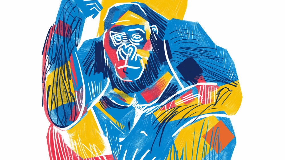 Urban gorilla street art wallpaper design file showing detailed color pattern and artistic elements