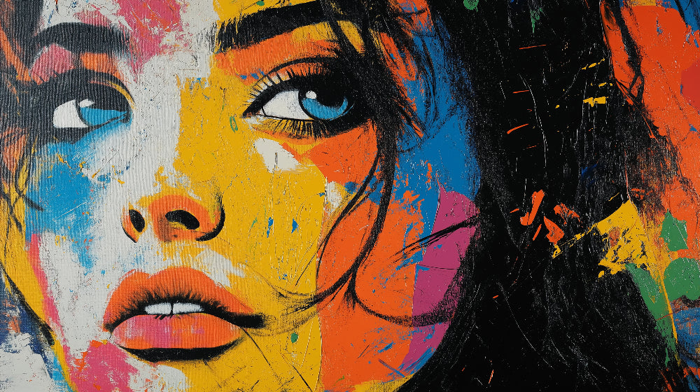 Urban pop art portrait design file featuring vivid colors and dramatic composition