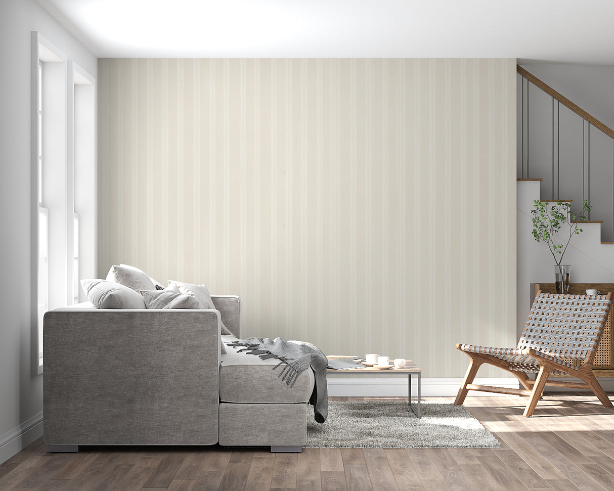 Striped wallpaper bringing modern style to a home office space