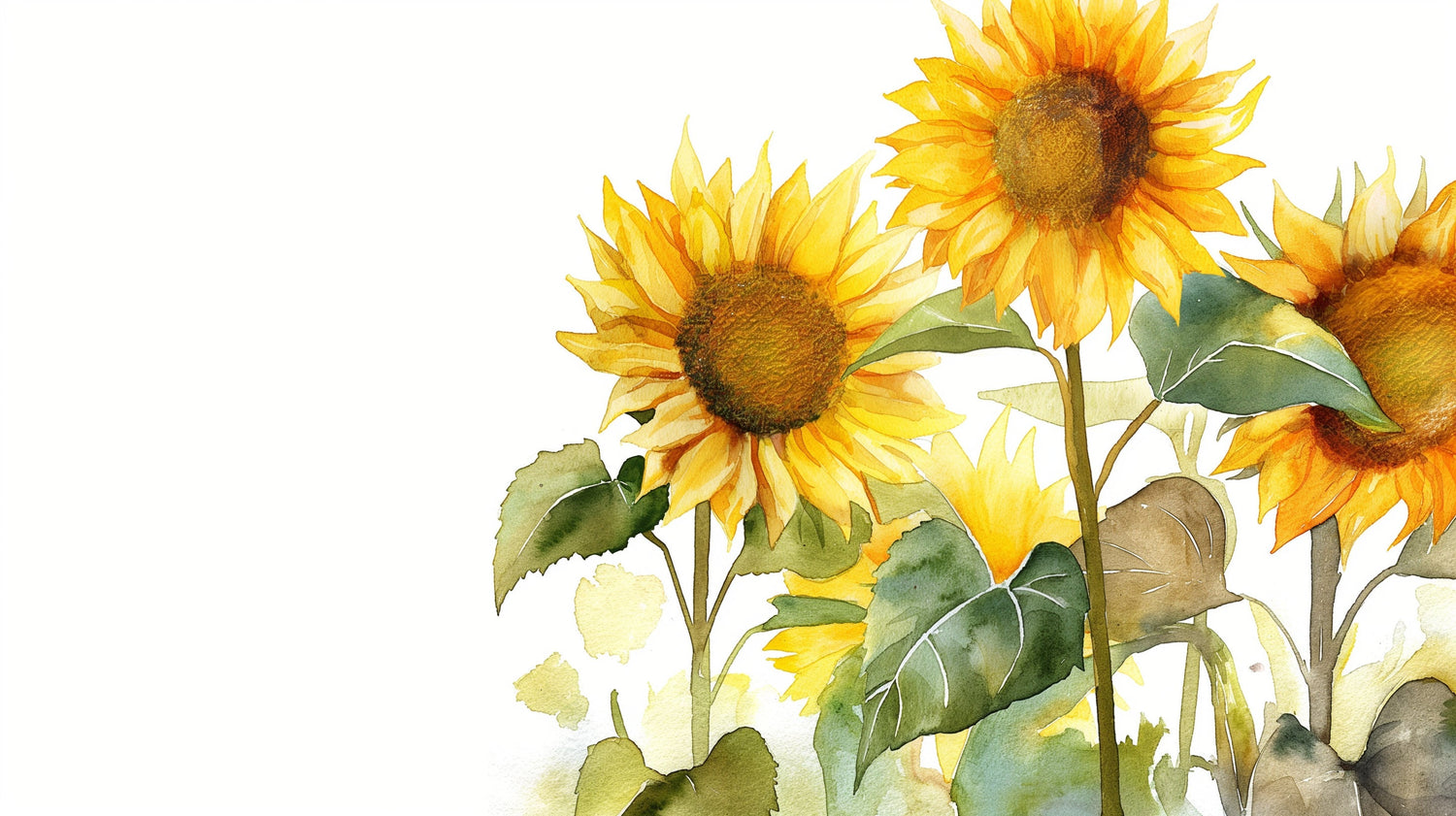 Watercolor sunflower pattern design file showing detailed golden blooms on white background