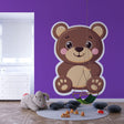 Purple Teddy Bear Wallpaper creating a cozy atmosphere in a modern nursery with white furniture and soft lighting