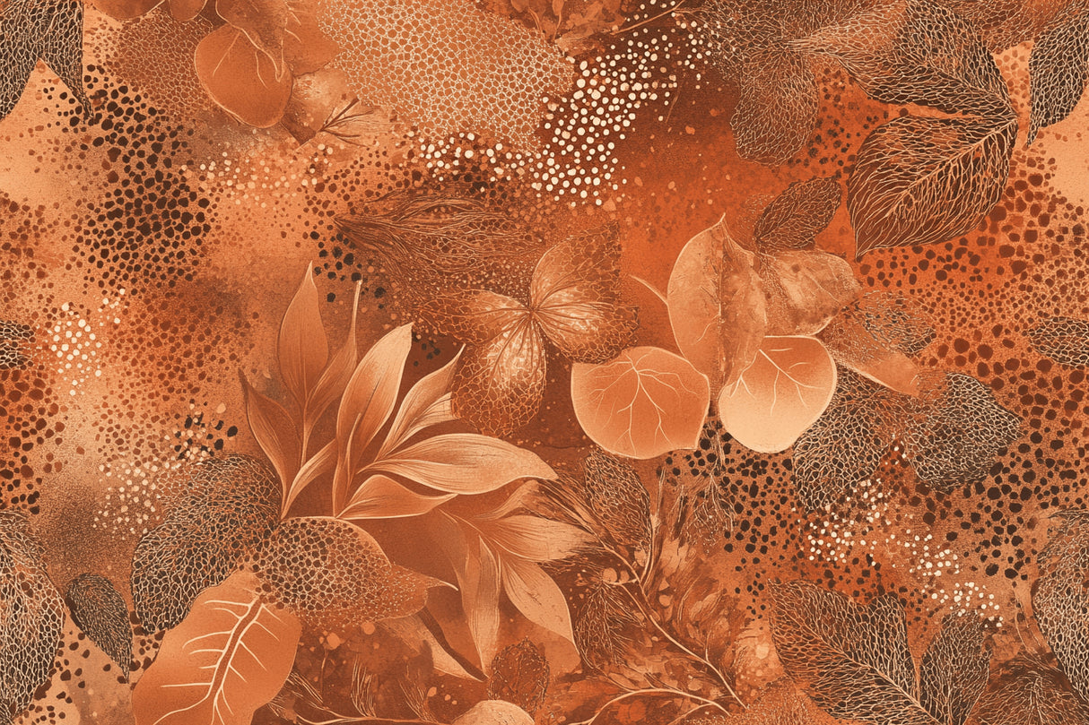 Botanical terracotta wallpaper design file showing intricate abstract pattern and rich detail