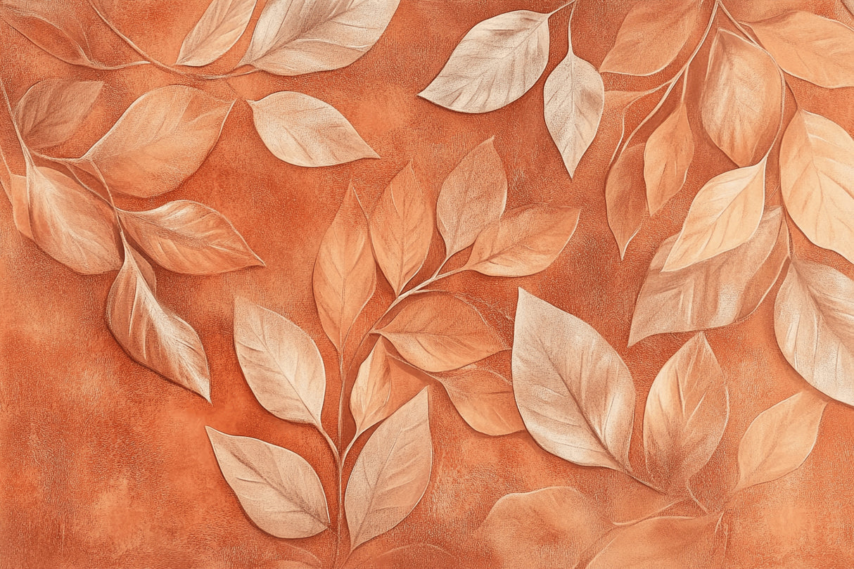 Terracotta autumn leaves design file showing intricate botanical pattern and warm earth tones