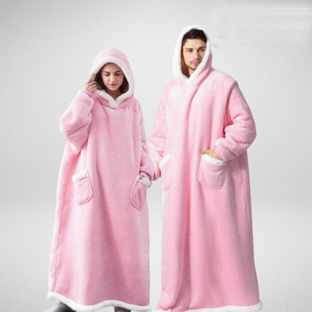 Oversized Hooded Blanket  Sherpa Lined Microfleece Design - Product example