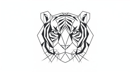 Geometric tiger pattern design file showing detailed black and white angular shapes