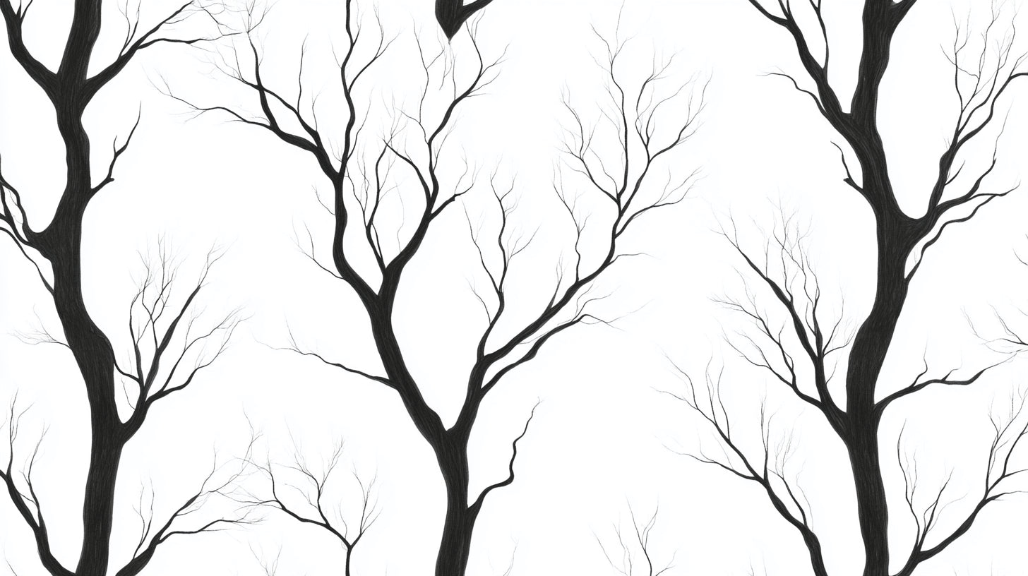 Black tree silhouette design file showing intricate branch pattern on white background