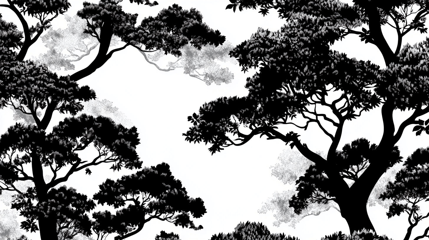 Black and white tree silhouette design file showing intricate branch pattern