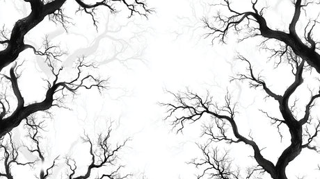 Black tree branches on white background design file showing intricate pattern detail