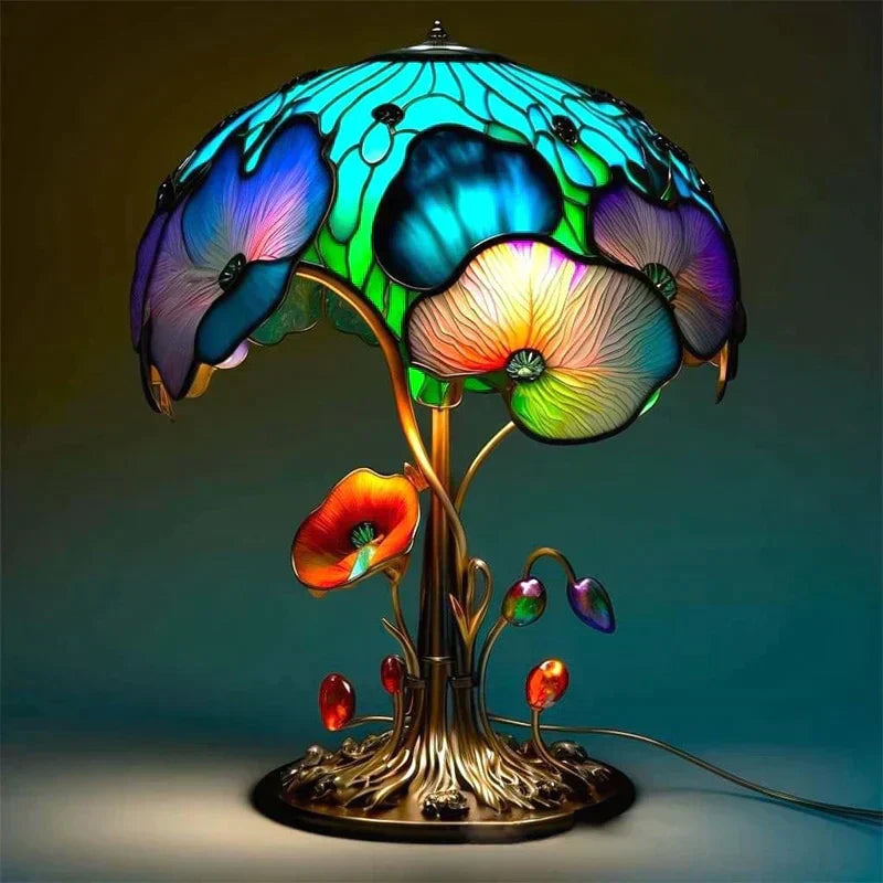 Stained Glass Table Lamp  Mushroom Floral Art Design - Product detail 4