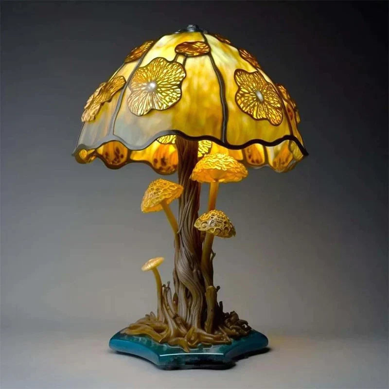 Stained Glass Table Lamp  Mushroom Floral Art Design - Product detail 6