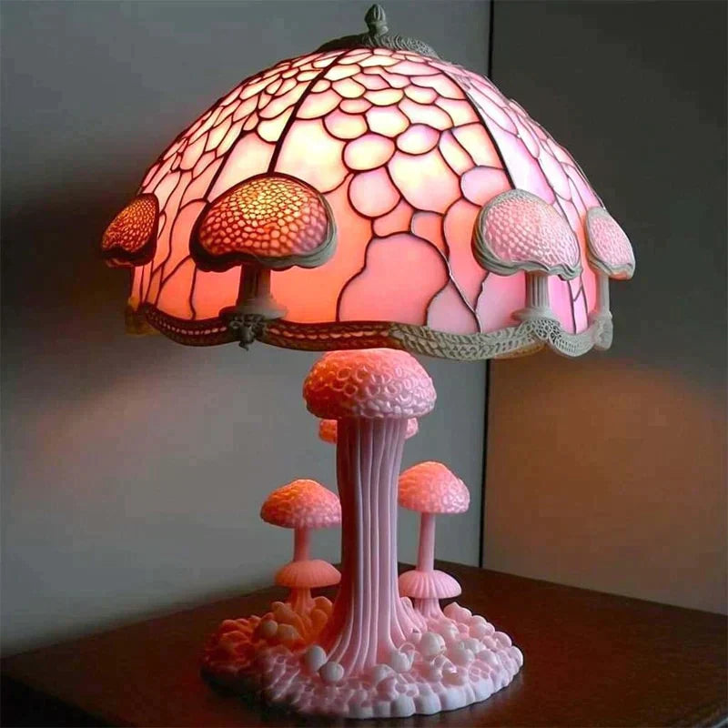 Stained Glass Table Lamp  Mushroom Floral Art Design - Product detail 7