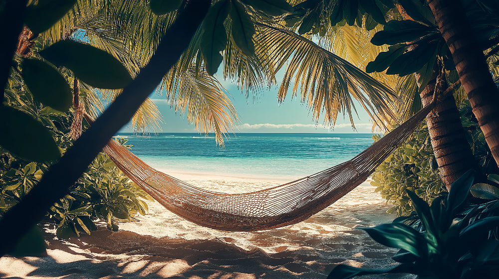 Tropical beach wallpaper design file showing detailed palm trees and hammock pattern