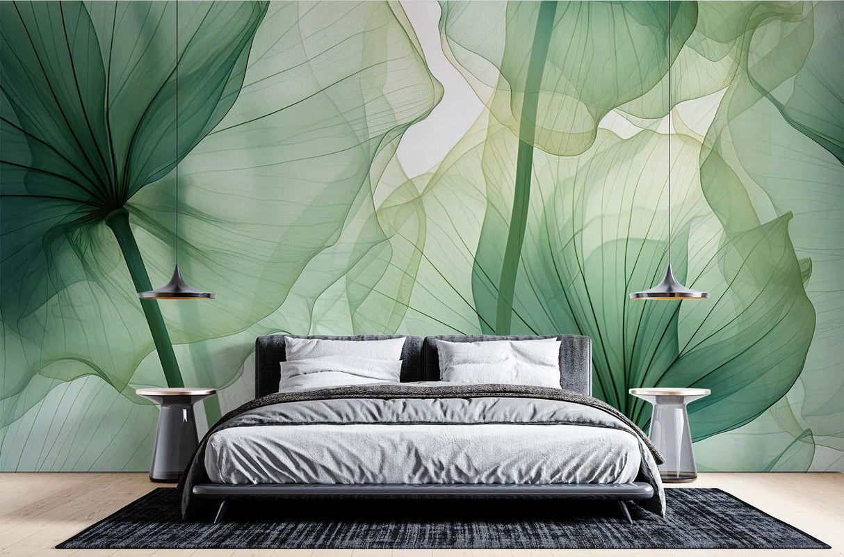 Tropical botanical wallpaper bringing nature indoors in a dining room