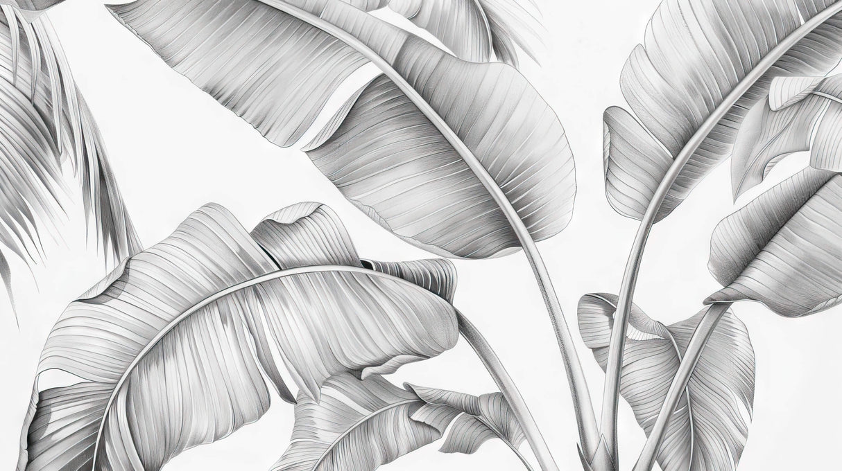 Black and white tropical leaf design file showing intricate botanical pattern detail