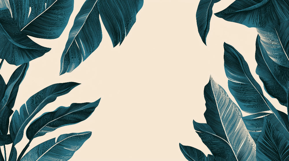 Large tropical leaves design file showing detailed green foliage pattern on beige background
