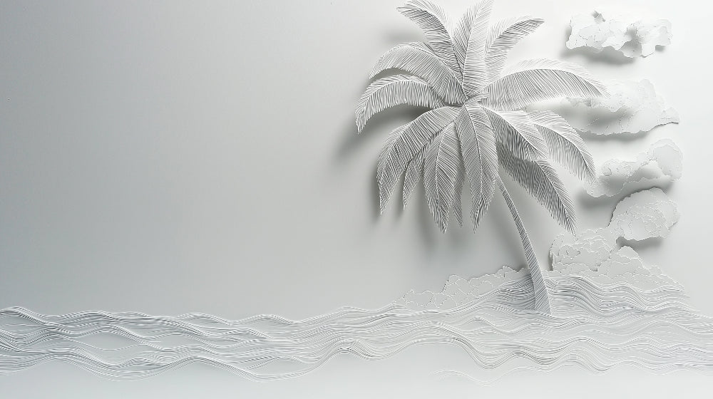 3D palm tree wallpaper design file showing detailed embossed texture and relief pattern