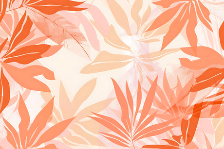Design file showing detailed orange and pink tropical leaf pattern