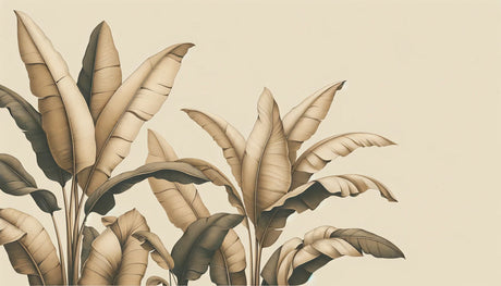 Beige tropical banana leaves design file showing detailed botanical pattern and natural textures