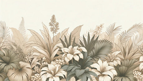 Beige lily and palm leaves design file showing intricate botanical pattern and natural elements