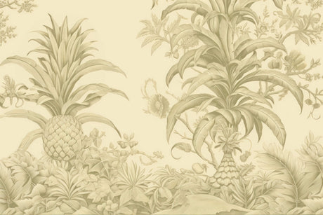 Tropical pineapple toile wallpaper design file showing intricate pattern details