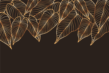 Design file showing detailed black and gold tropical leaf pattern