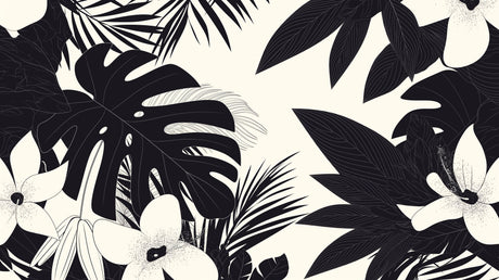Black and White Monstera Leaf Wallpaper design file showing detailed botanical pattern and clean lines