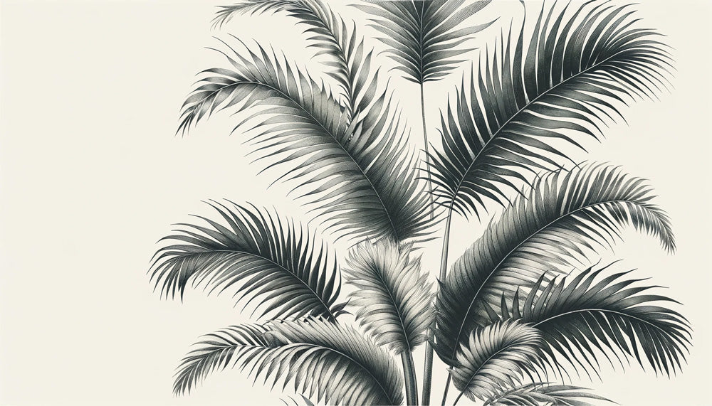 Black and white palm leaves design file showing detailed tropical pattern and crisp contrasts