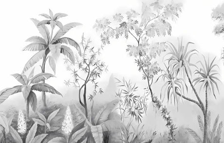 Palm tree wallpaper design file showing intricate black and white botanical pattern