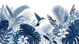 Blue Tropical Wallpaper with hummingbird and monstera leaves creating a peaceful atmosphere in a modern living room