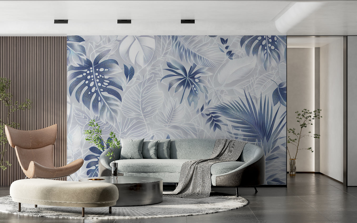 Tropical monstera wallpaper bringing nature into bathroom design