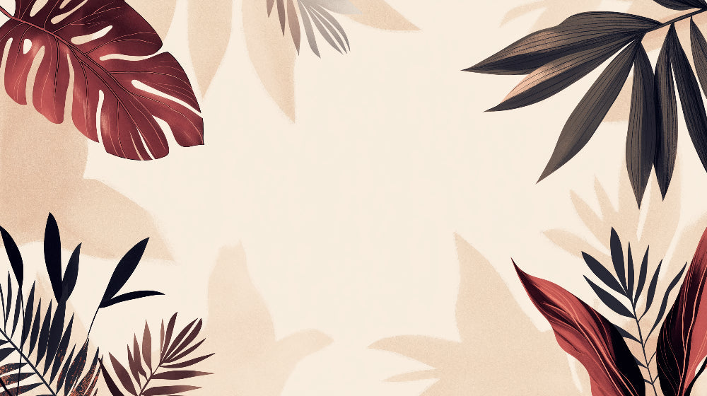 Burgundy and black tropical leaf wallpaper design file showing detailed botanical pattern