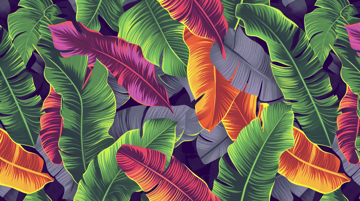 Colorful banana leaf pattern design file showing detailed tropical foliage composition