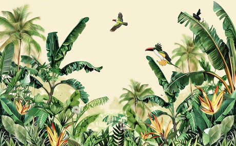 Tropical birds and banana leaves design file showing intricate pattern details