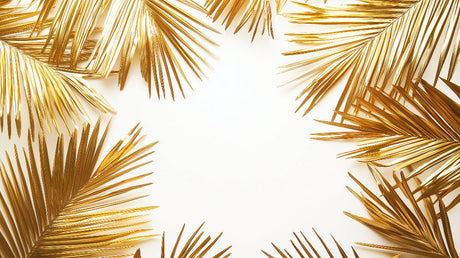 Golden palm leaves design file showing detailed metallic pattern on white background