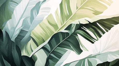 Large banana leaf design file showing detailed tropical pattern and rich green tones