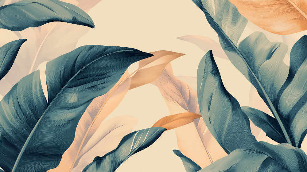 Large monstera leaves design file showing teal and beige pattern detail