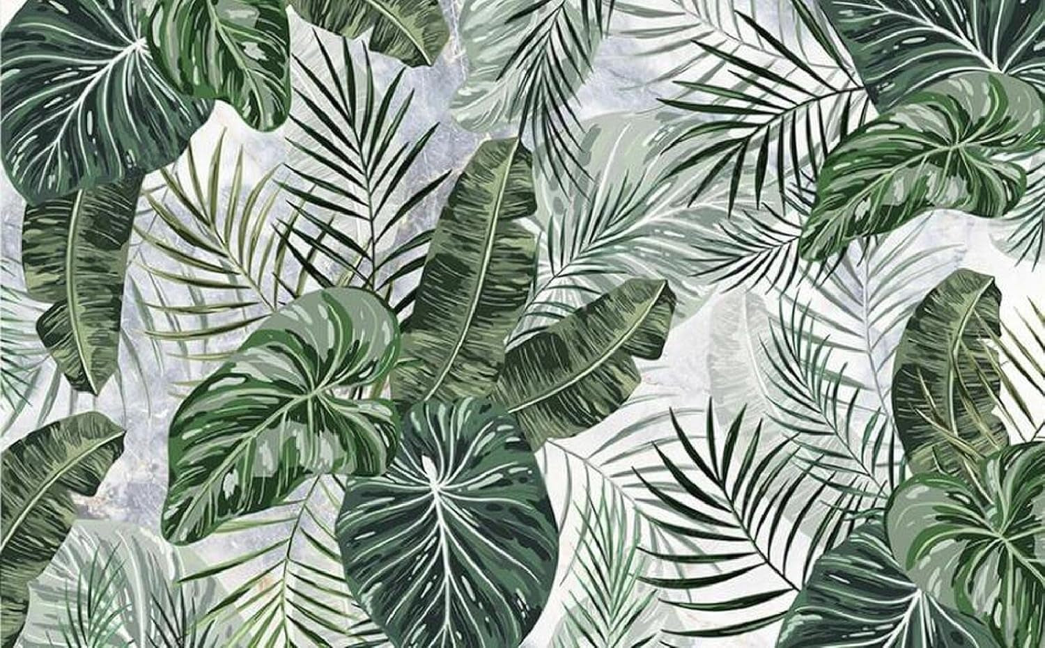 Large monstera and palm leaves design file showing intricate botanical pattern details