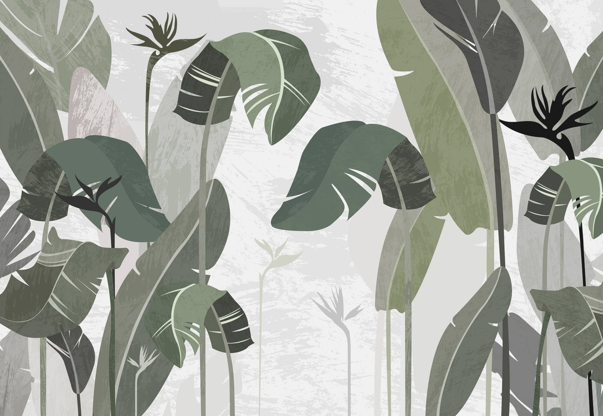 Design file of large monstera leaves pattern showing intricate details and natural shading