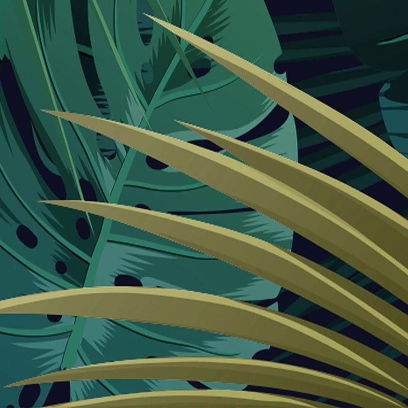 Jungle leaf mural transforming an entrance hall into a welcoming space