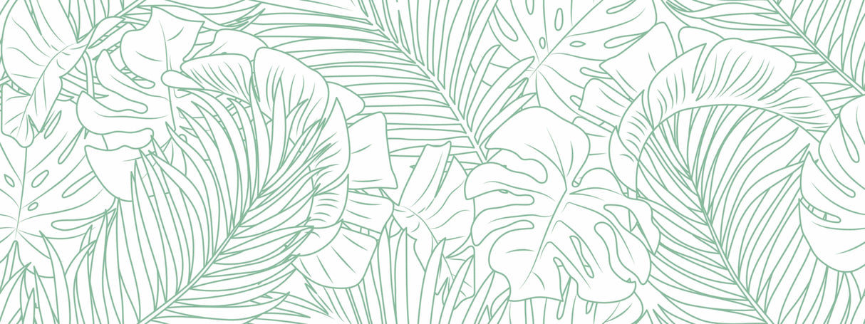 Design file of minimalist tropical leaf pattern showing detailed line art and precise botanical illustration