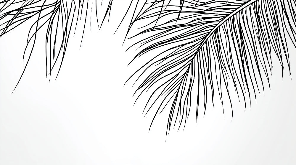 Black and white palm leaves design file showing the full pattern of this minimalist tropical wallpaper