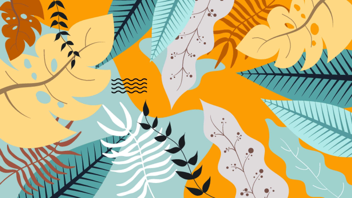 Modern Abstract Monstera design file showing vibrant orange and turquoise leaf pattern