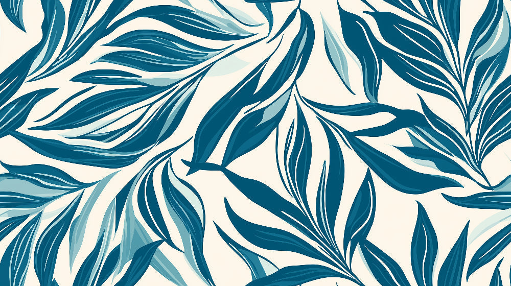 Blue tropical leaf pattern design file showing detailed botanical artwork
